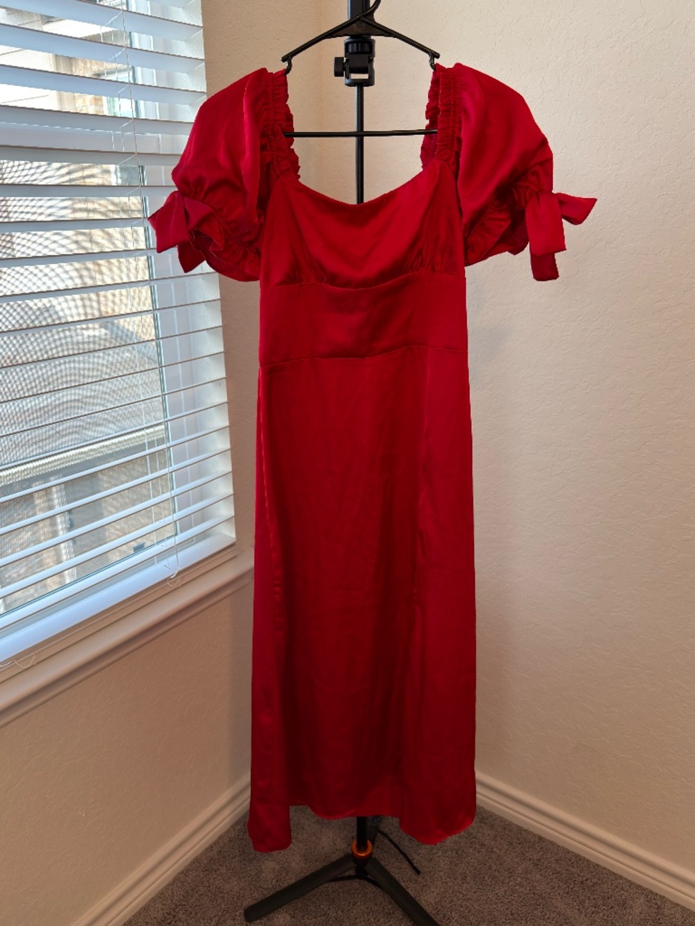 Francesca's Red Satin Dress with Bow Detail